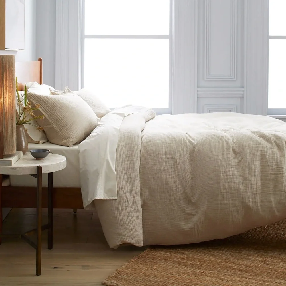 NWT Quince Organic Airy Gauze Twin Duvet Cover in Dune